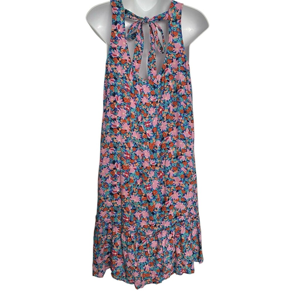 LOFT Floral Dress Daisy Tie Back Flounce Sleeveless - Picture 5 of 8